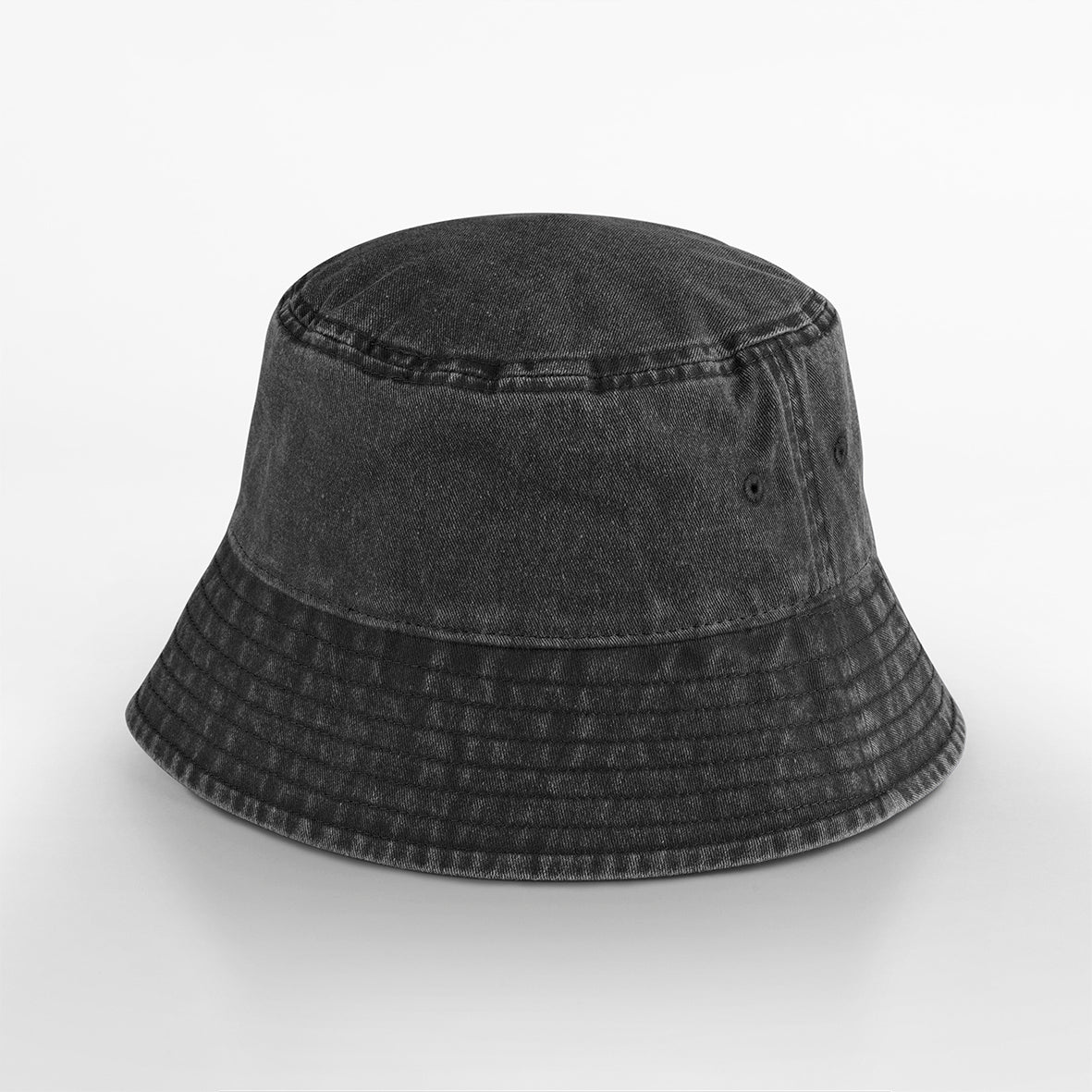 Black Vintage cotton bucket hat with wide brim in neutral colour
