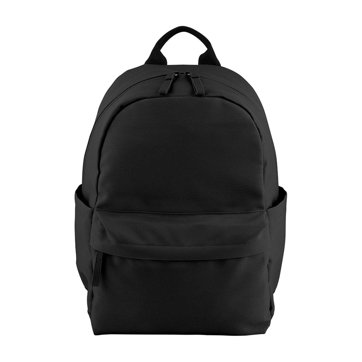Compact everyday mini backpack in black colour with zip pocket