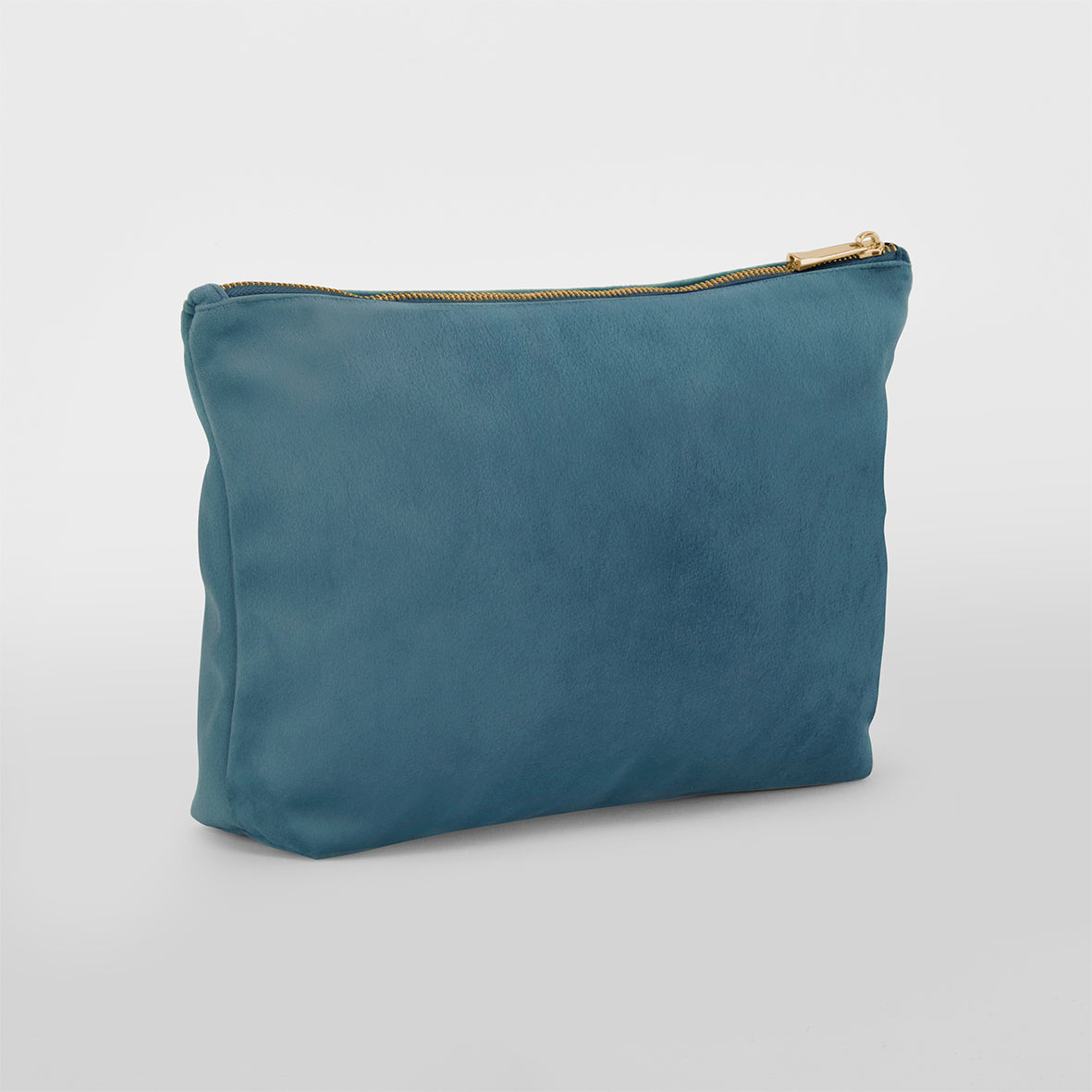 Blue Velvet accessory bag with gold zip