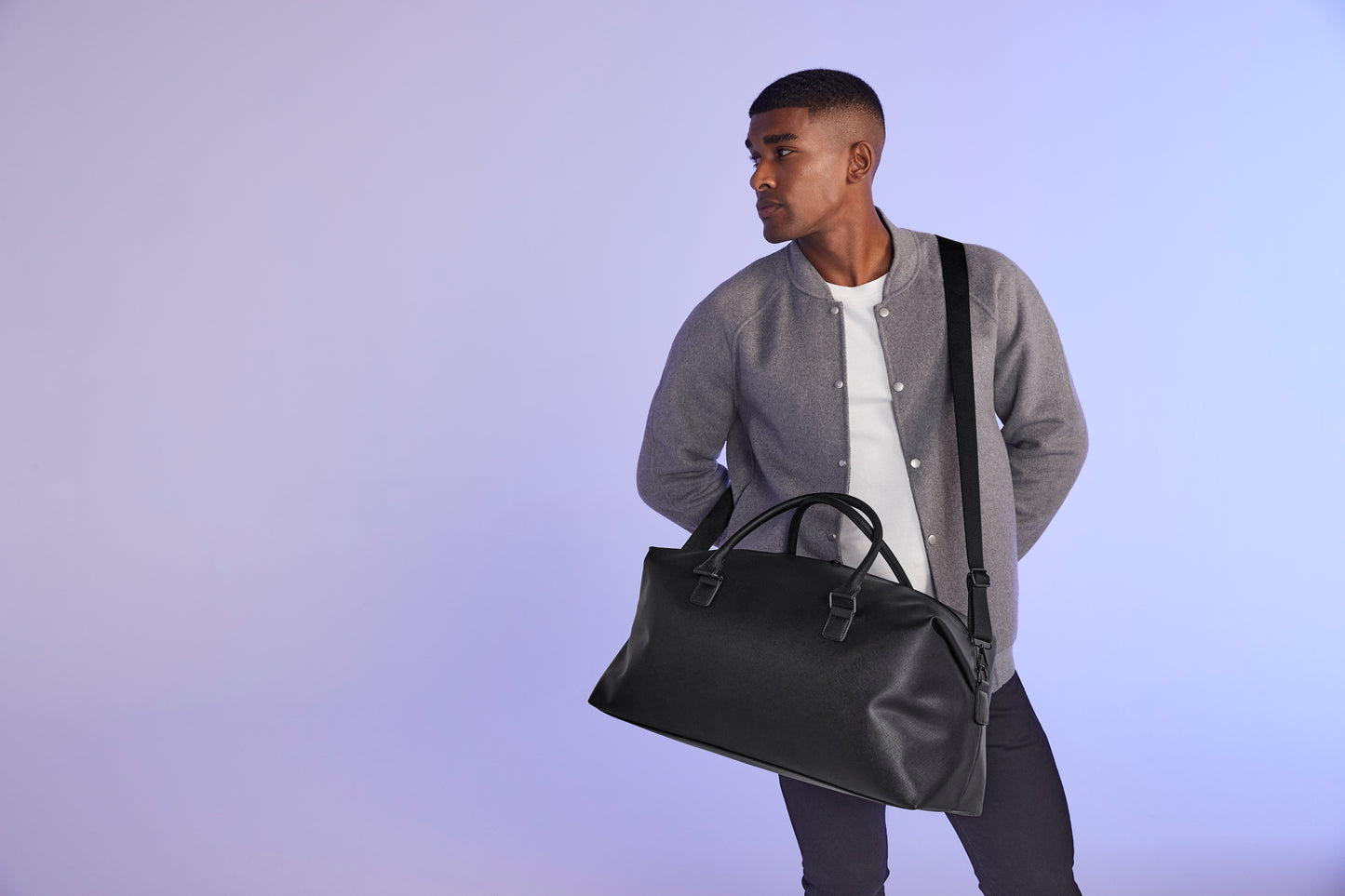 Men’s Personalised Weekender Bag | Faux Leather Overnight Holdall with Initials