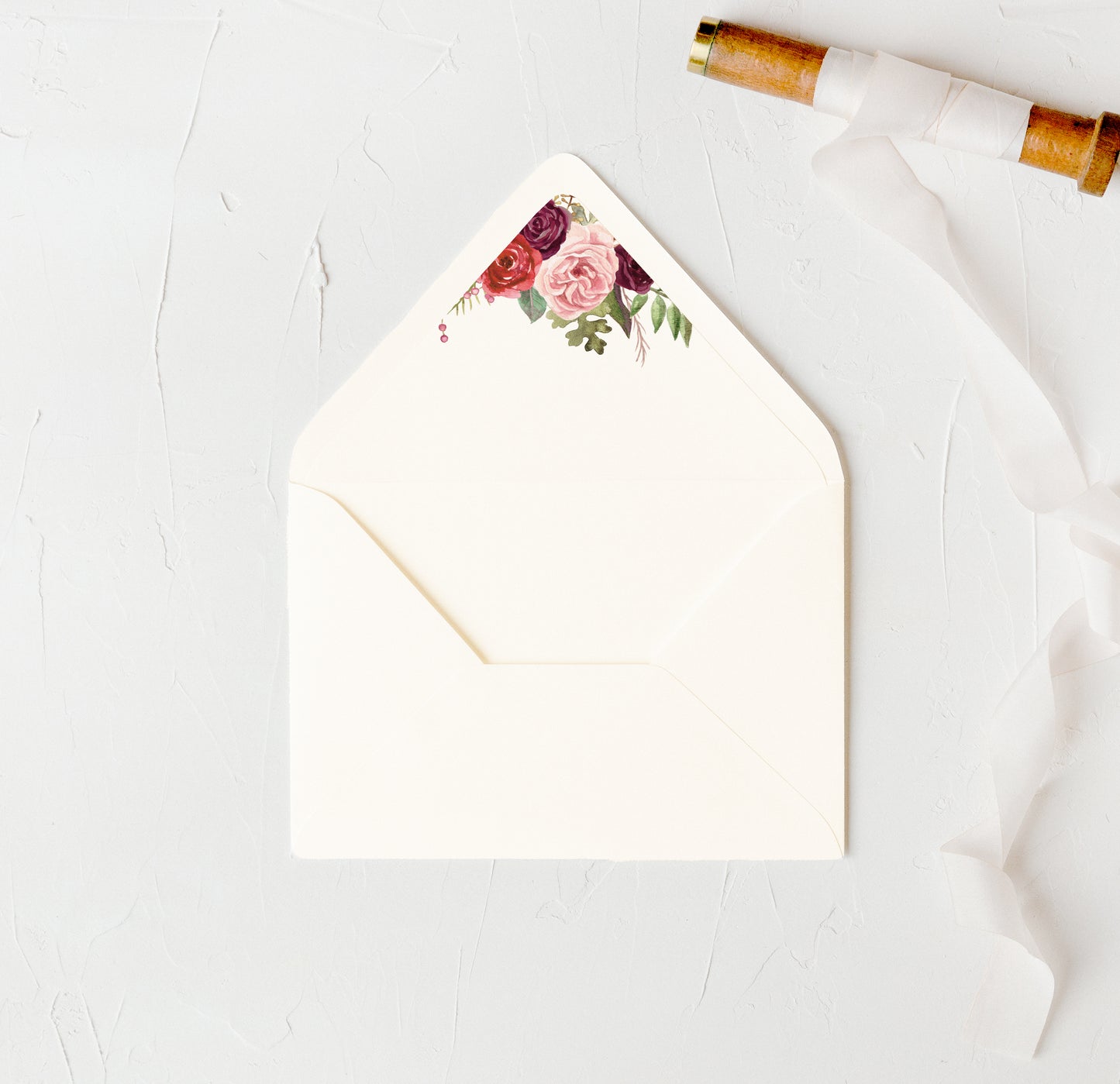 Burgundy Floral Envelope Liners