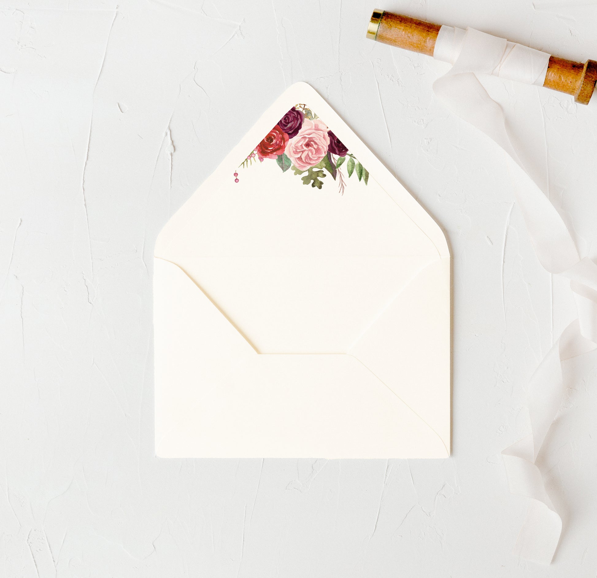 Burgundy Floral Envelope Liners