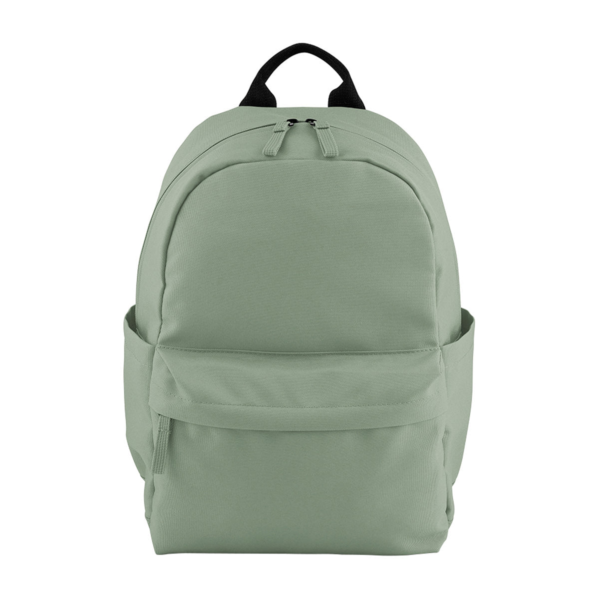 Compact everyday mini backpack in green colour with zip pocket