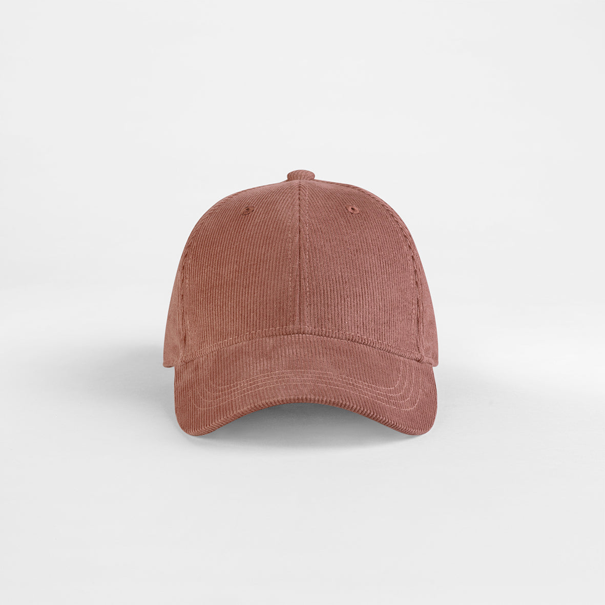 Organic corduroy baseball cap in neutral tone with pre-curved peak