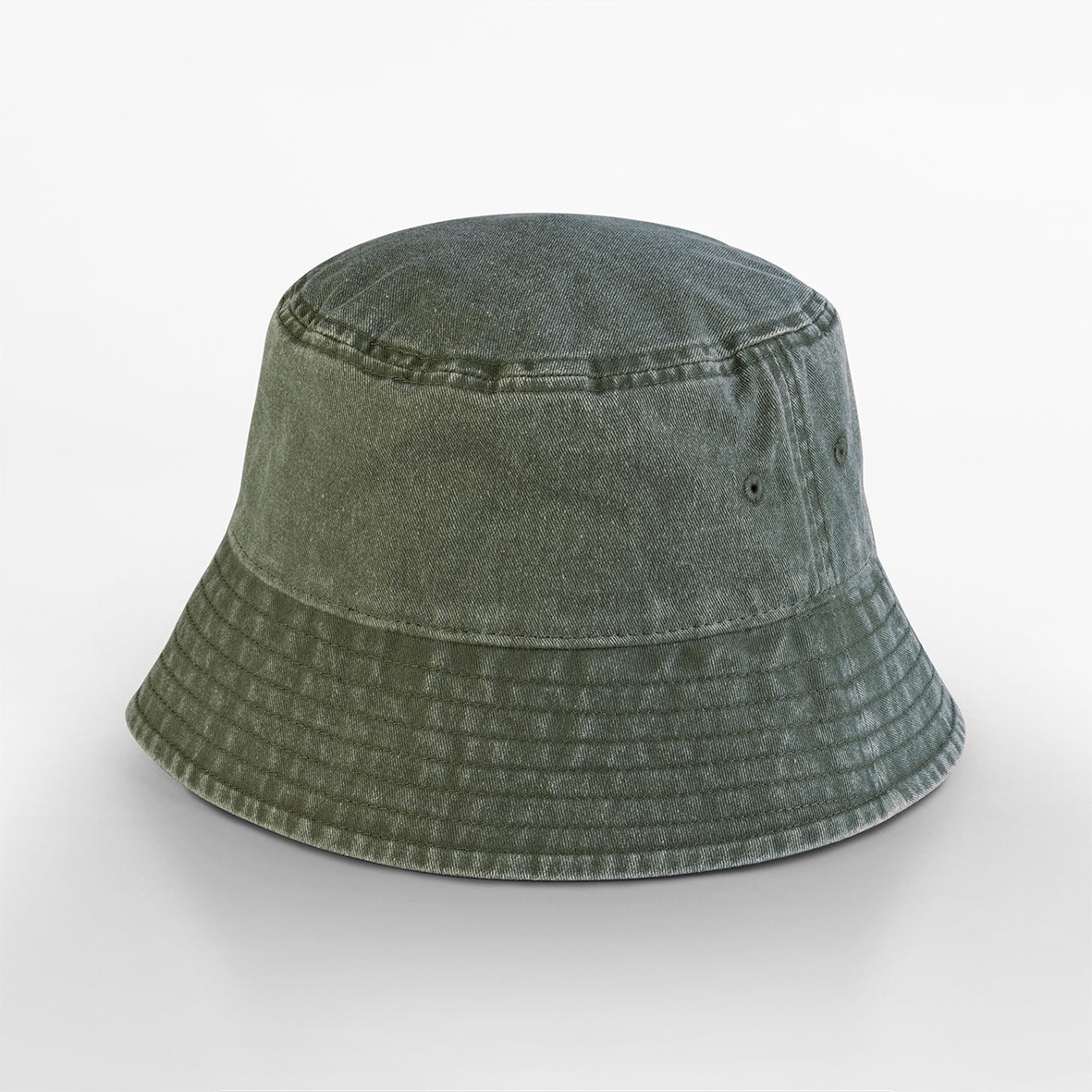 Green Vintage cotton bucket hat with wide brim in neutral colour