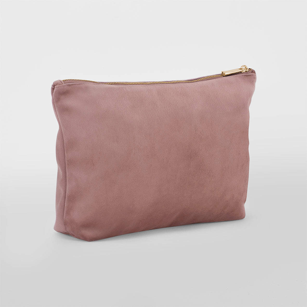 Pink Velvet accessory bag with gold zip