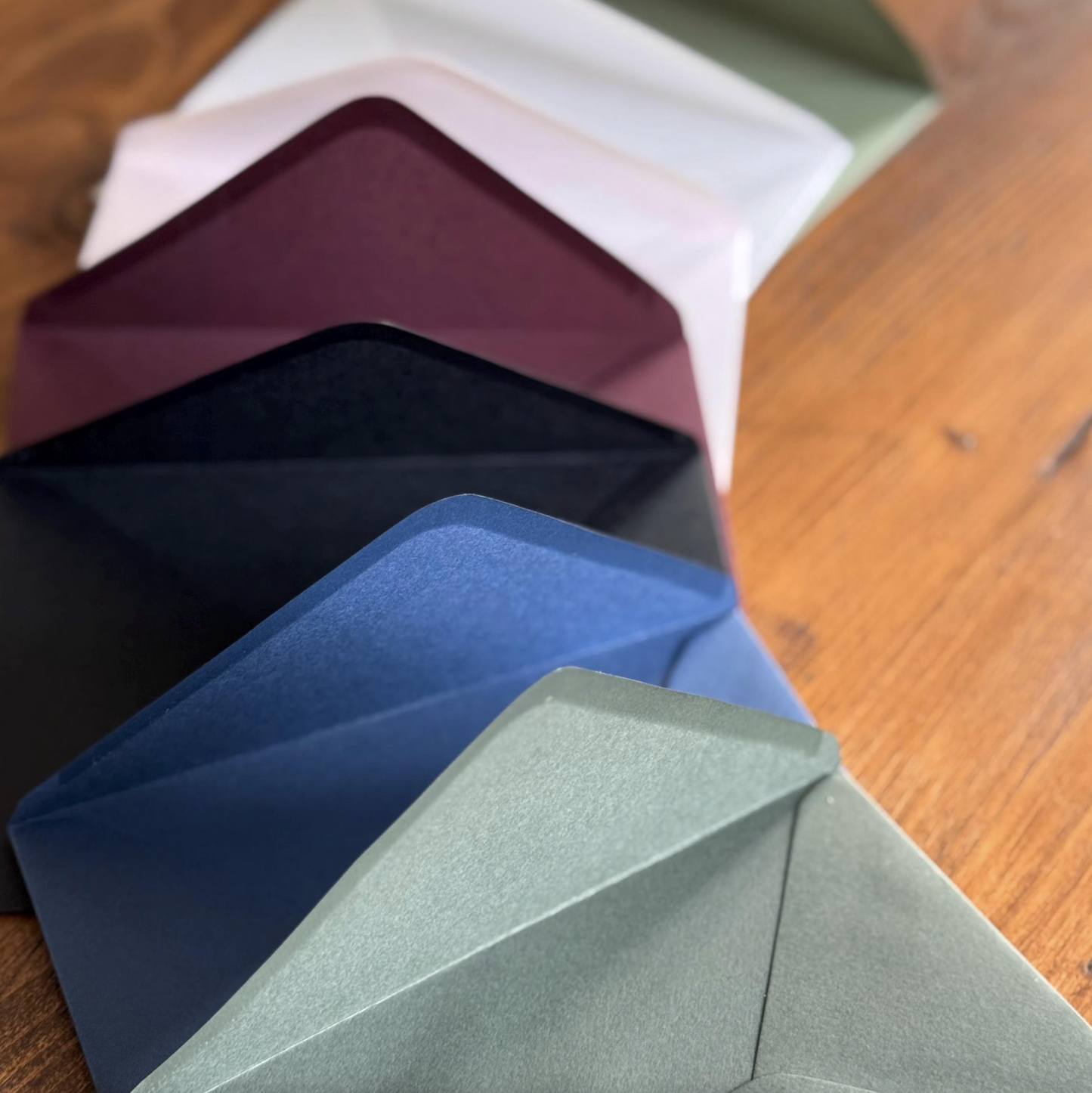 Set of color swatches on a wooden surface