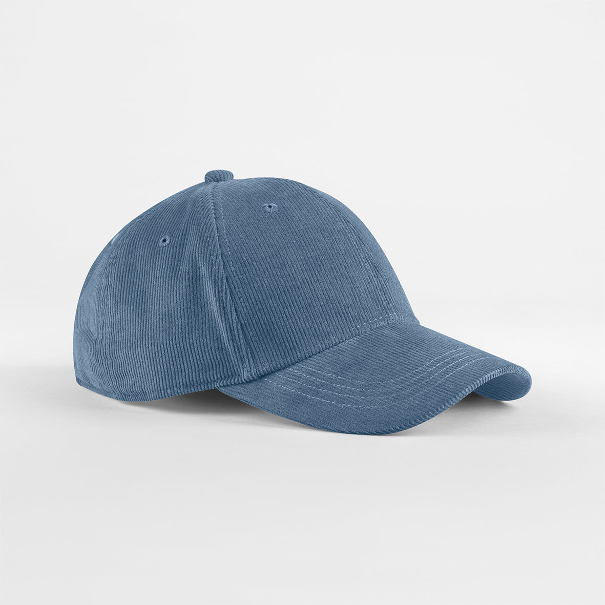 Blue Organic corduroy baseball cap in neutral tone with pre-curved peak