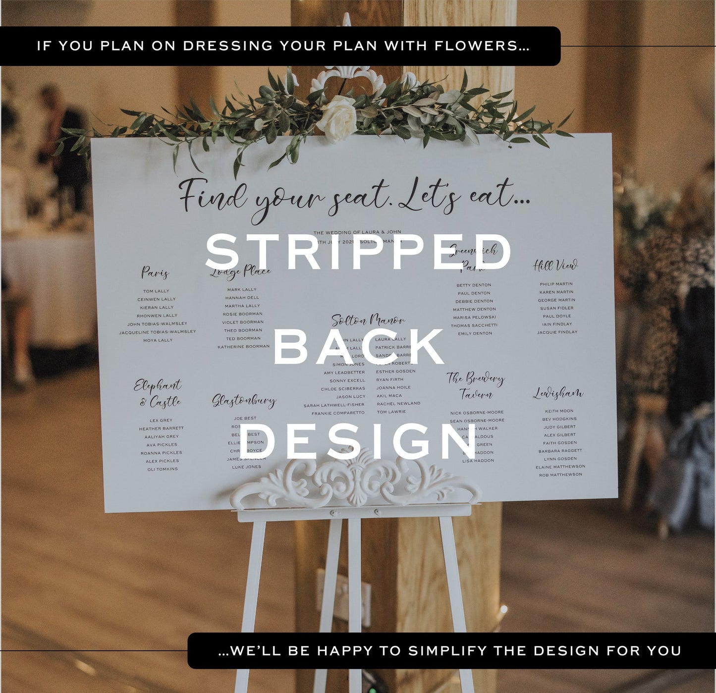 Printable Wedding Seating Chart with Venue Sketch – A1 A2 A3