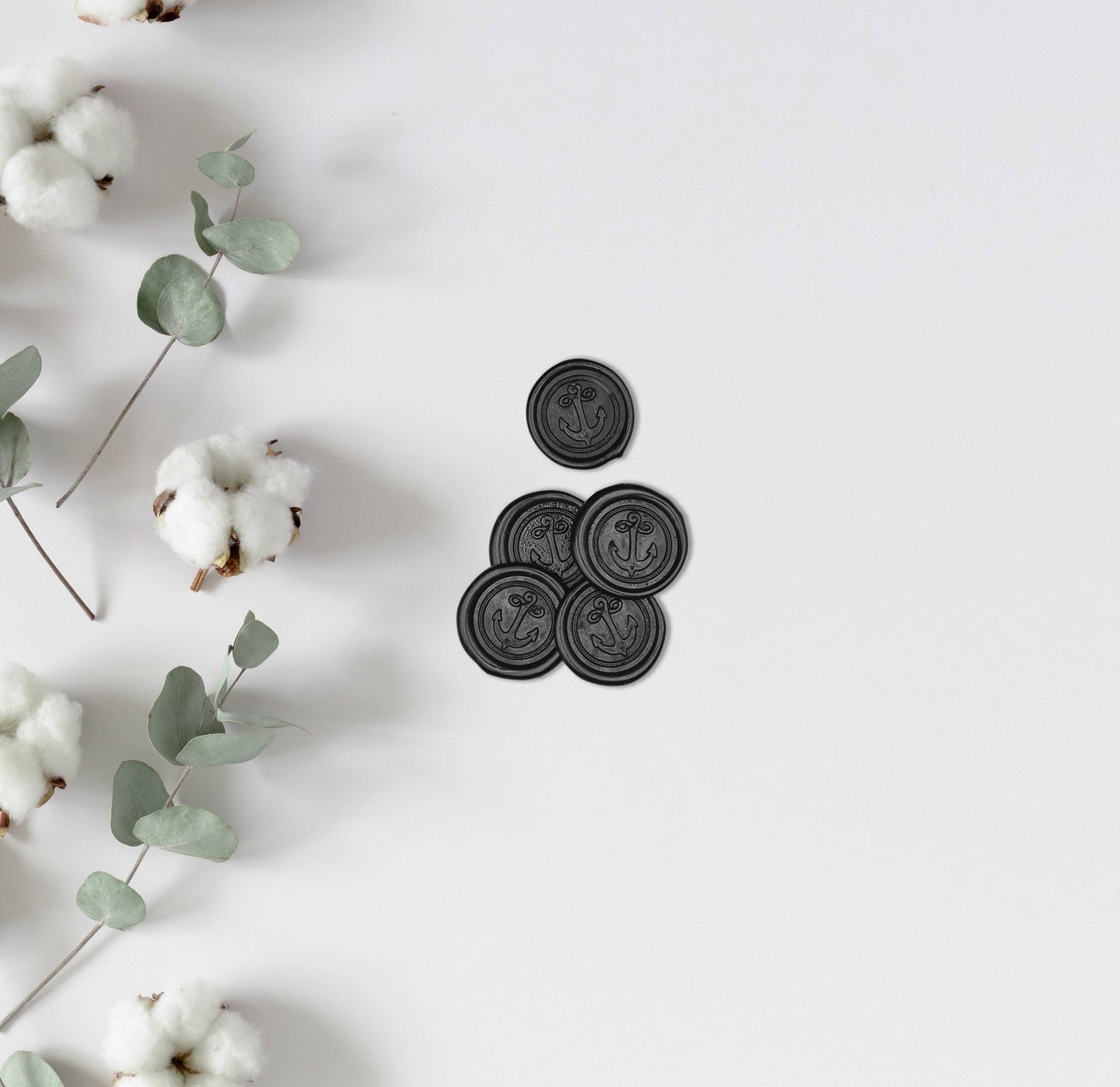 Anchor Rose Black Wax Seals