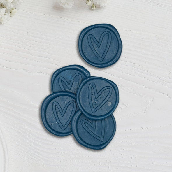 Simple Heart Blue Wax Seals