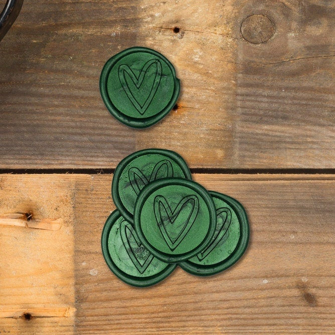 Simple Heart Dark Emerald Wax Seals