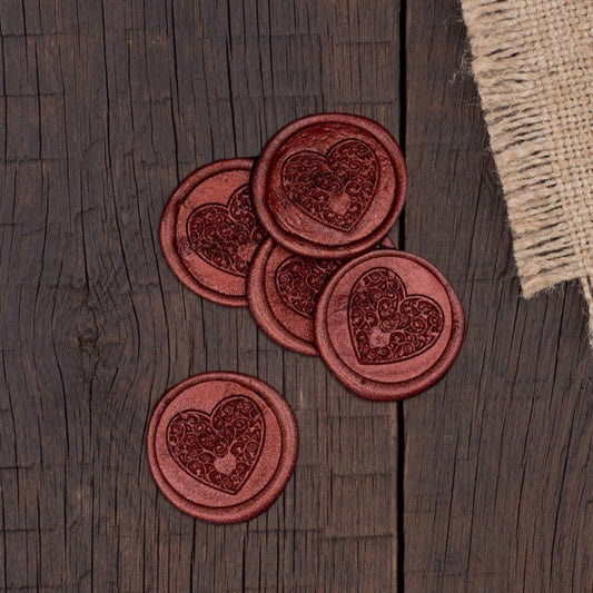 Detailed Heart Burnt Orange Wax Seals