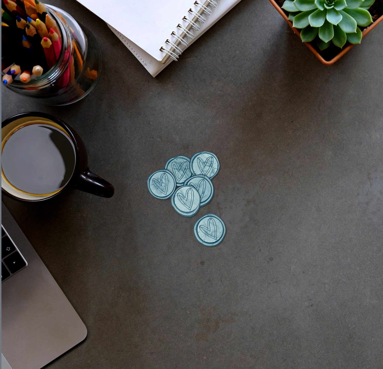 Simple Heart Wax Envelope Seal Stickers