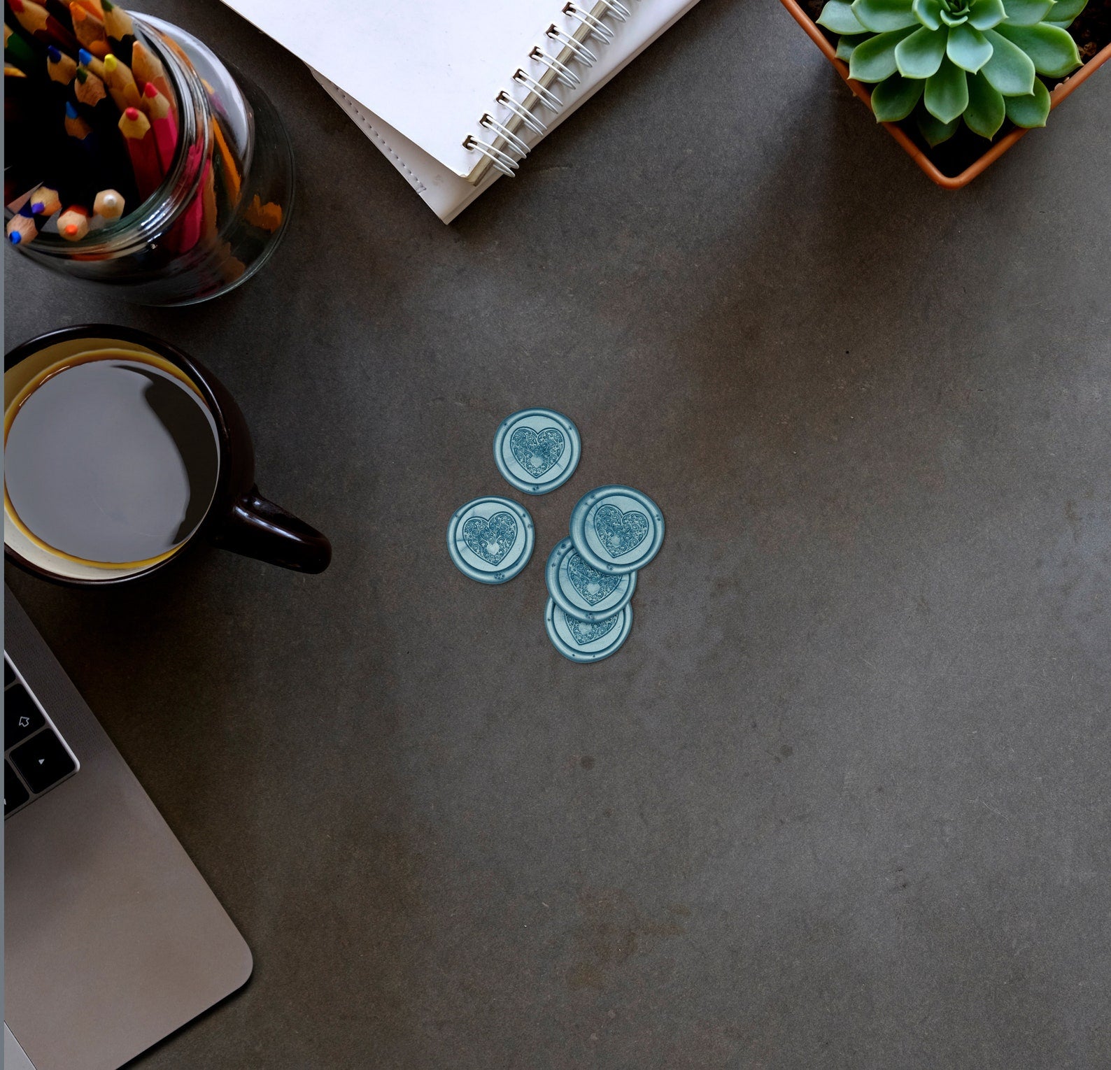 Detailed Heart Wax Envelope Seal Stickers