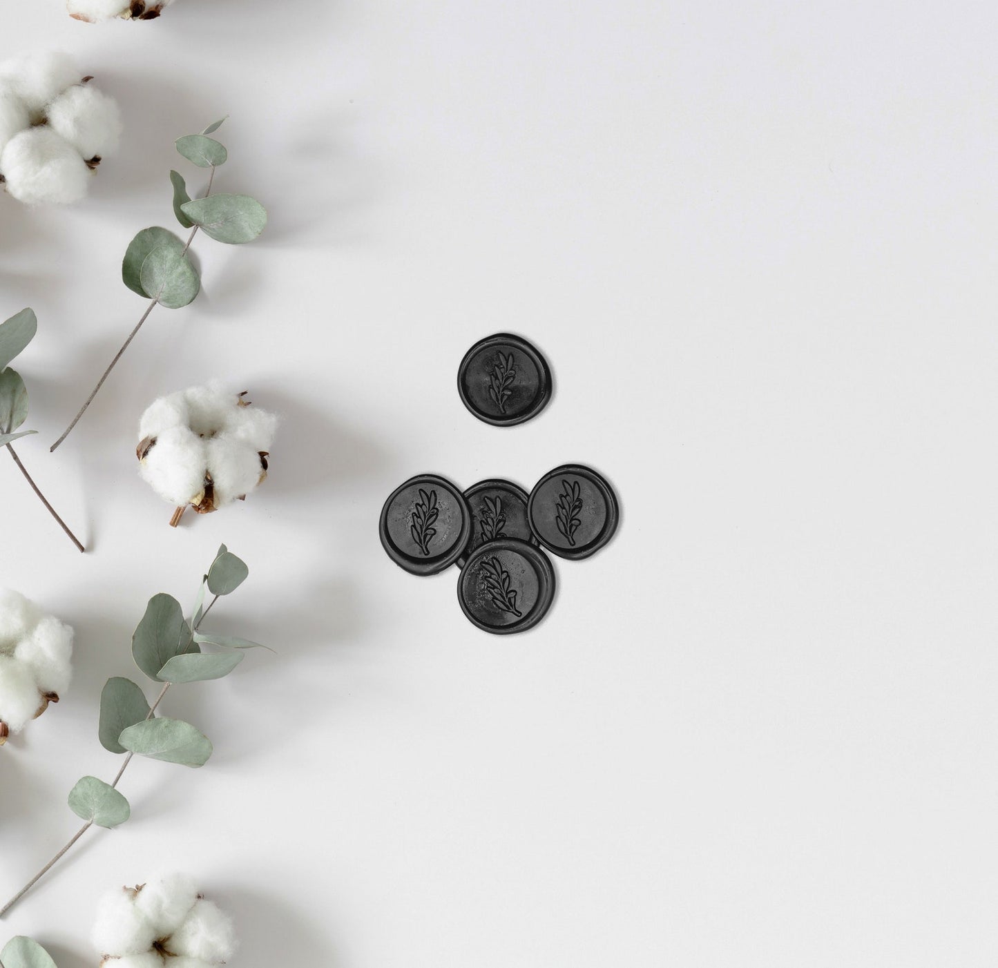 Leaves Rose Black Wax Seals