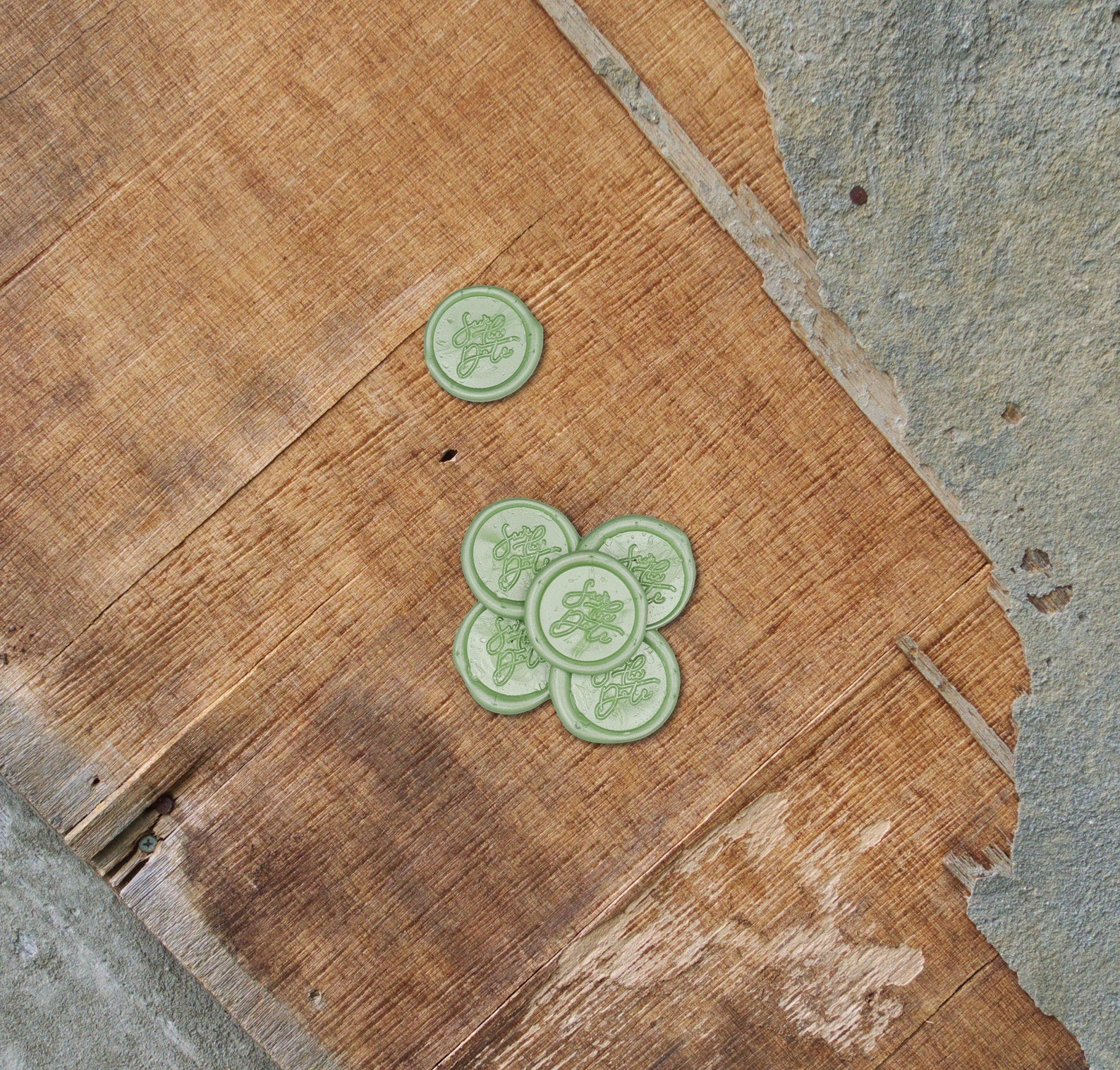 Save The Dates Sage Green Wax Seals