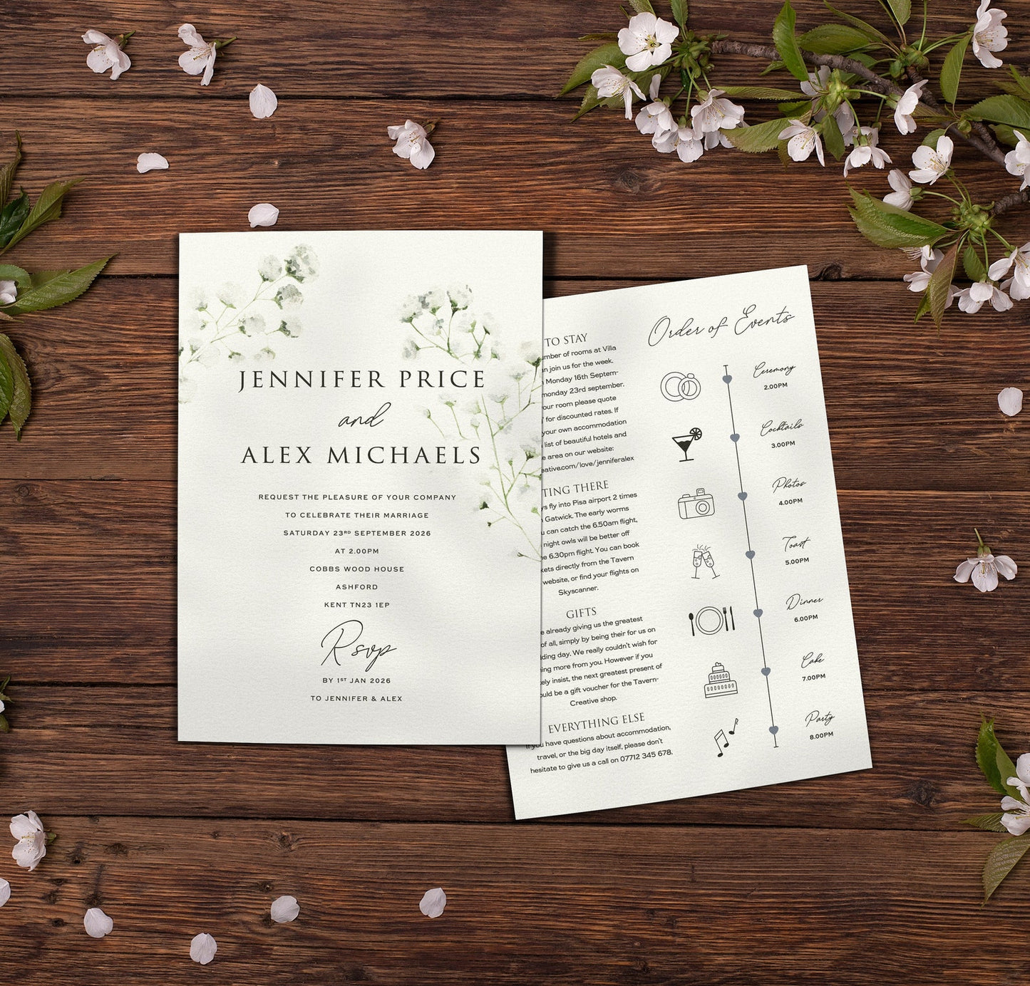 Baby's Breath Wedding Invitations