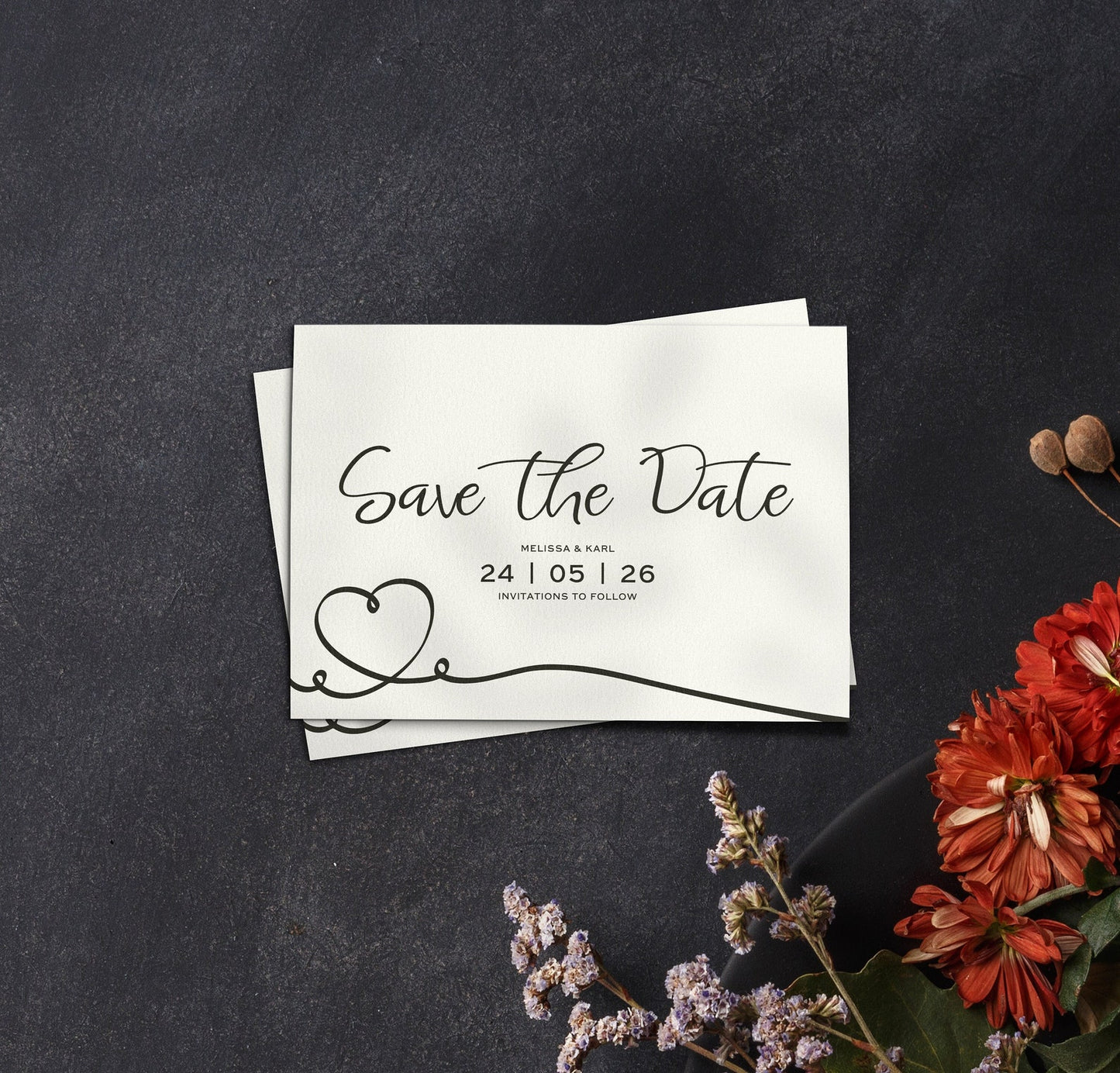 Calligraphy Save The Date Cards