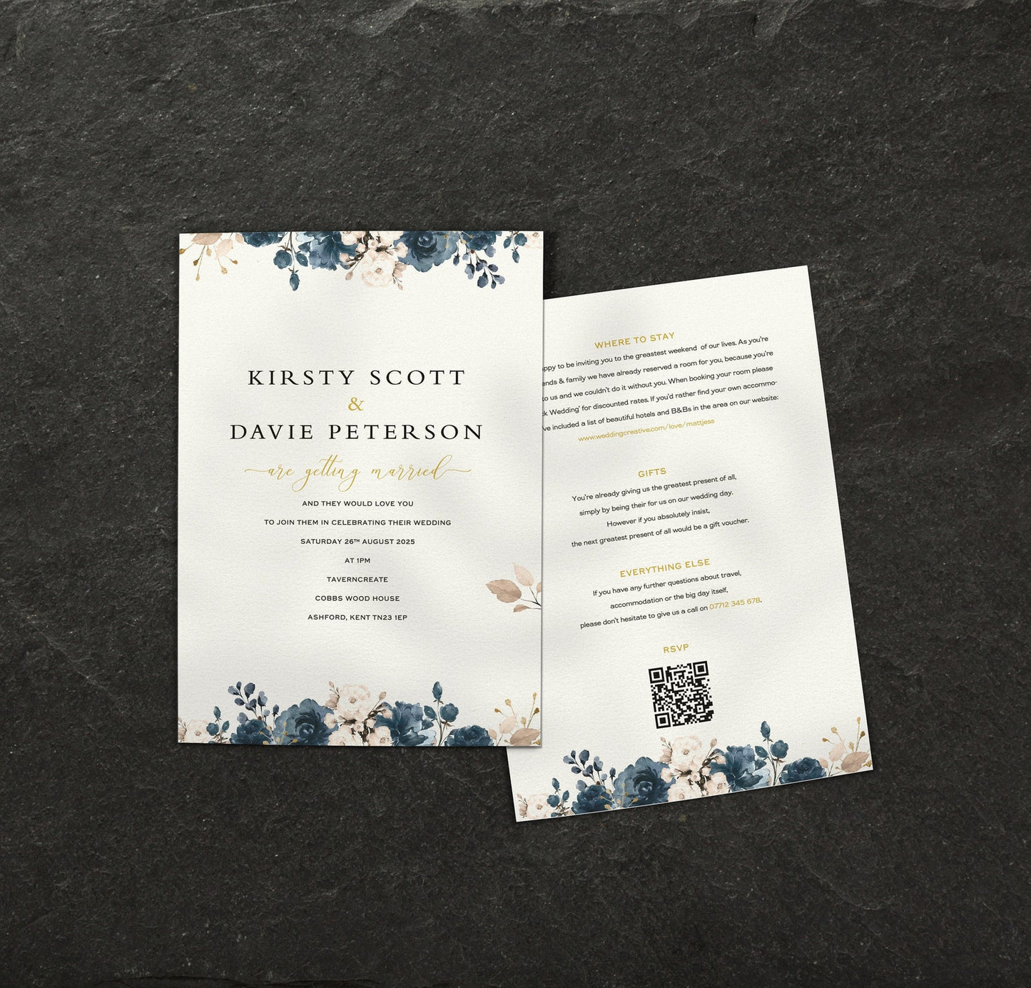 Blue Floral Wedding Invitations