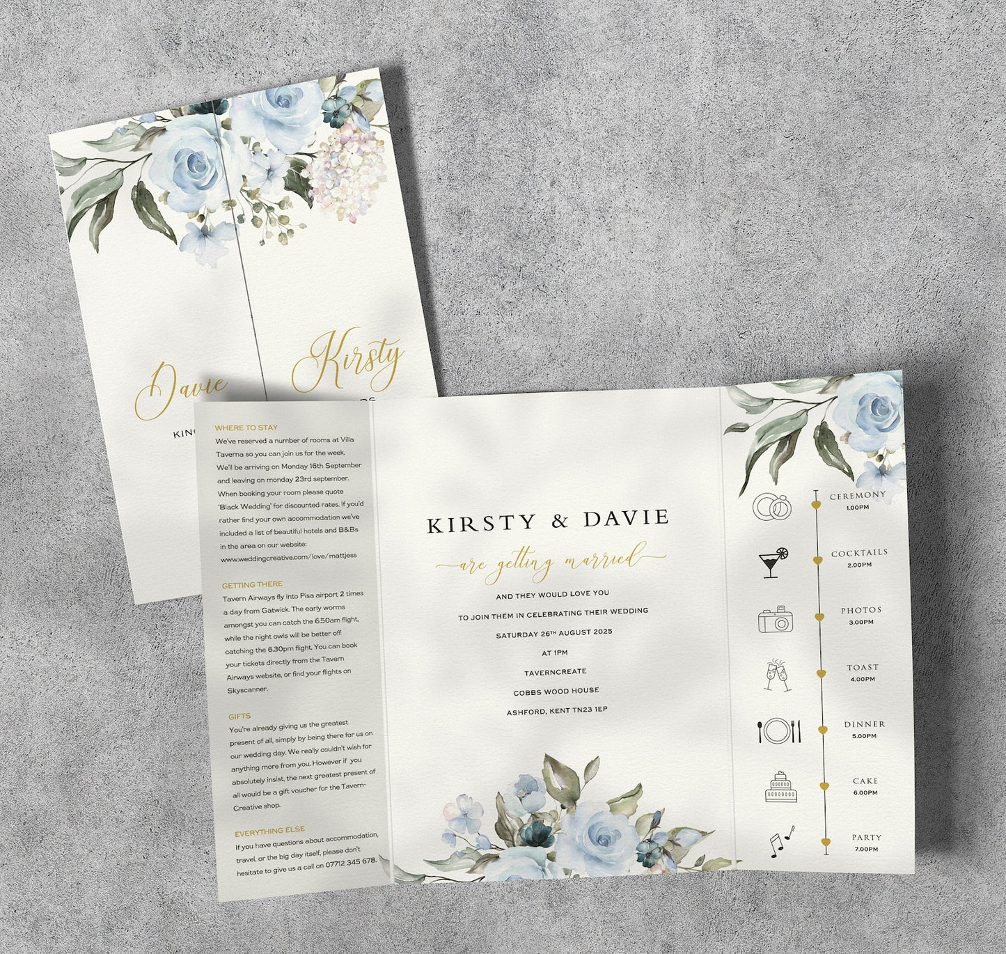 Blue Roses Wedding Invitations