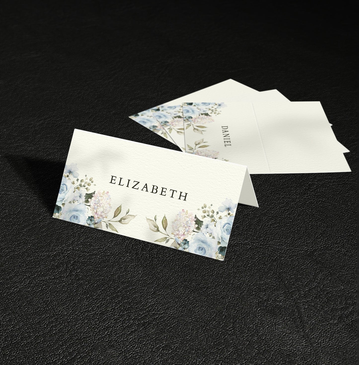 Blue Roses Personalized Place Cards