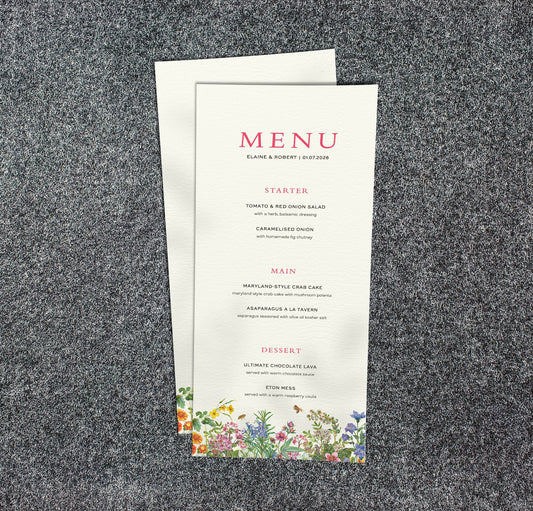 Garden Wedding Menu