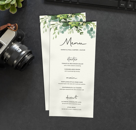 Personalised Wedding Menu