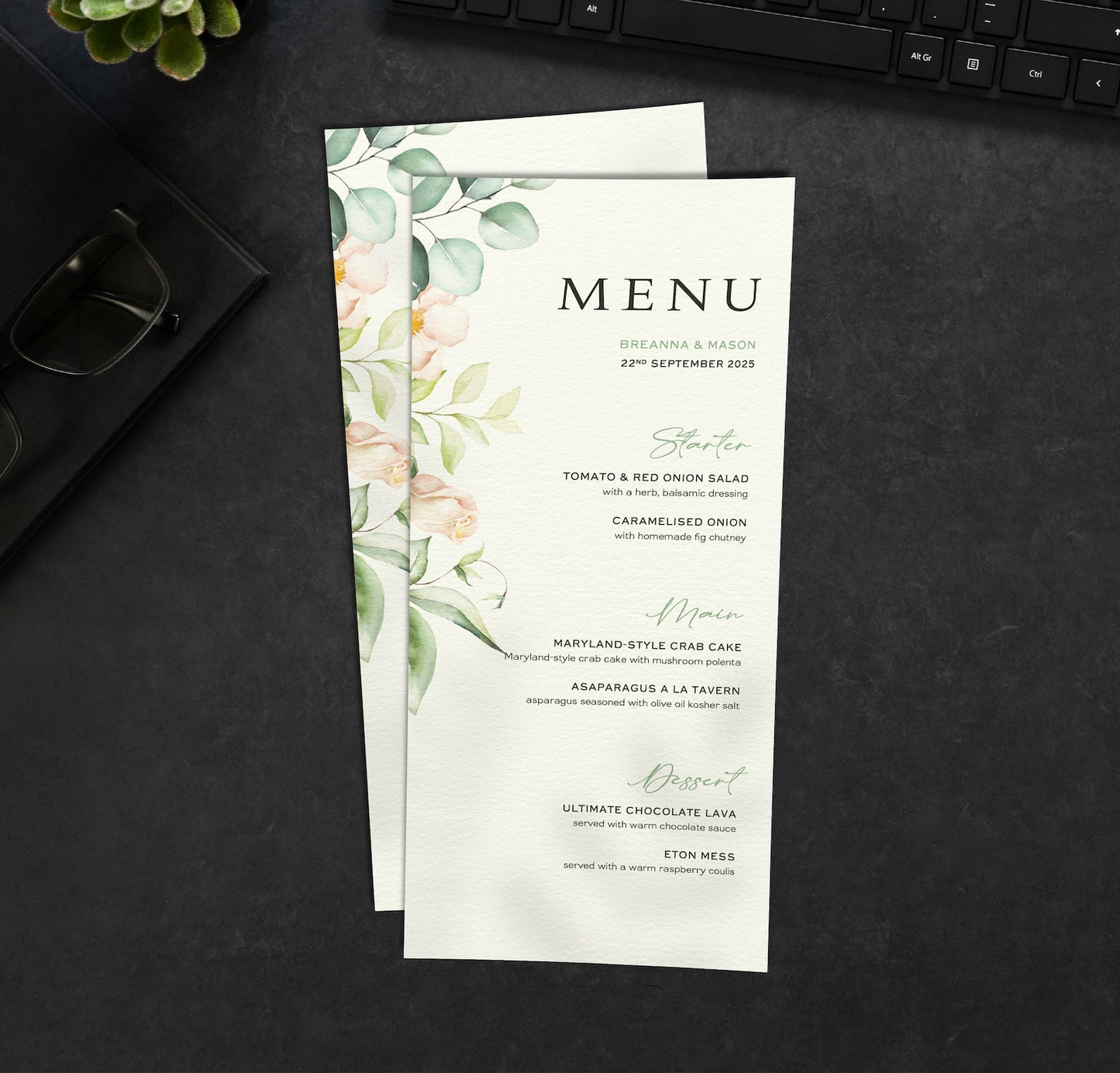 Marriage Food Menu Cards