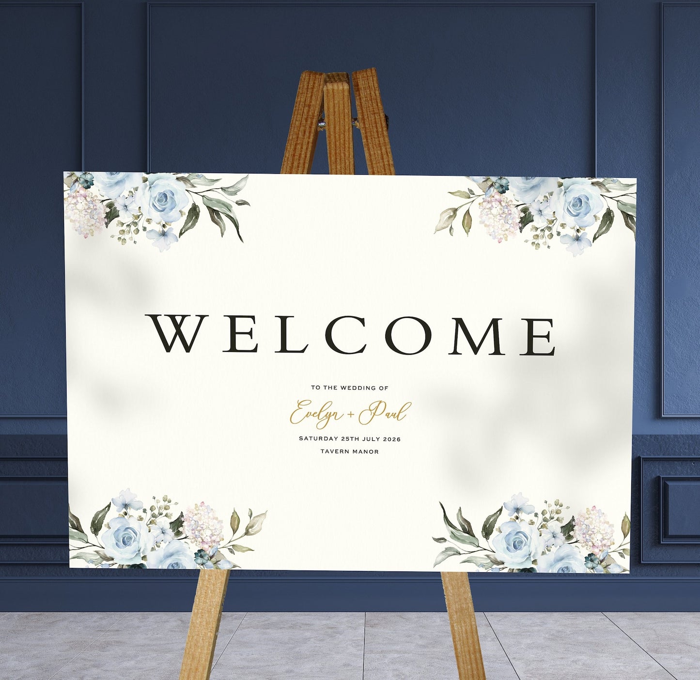 Dusty Blue Wedding Welcome Sign