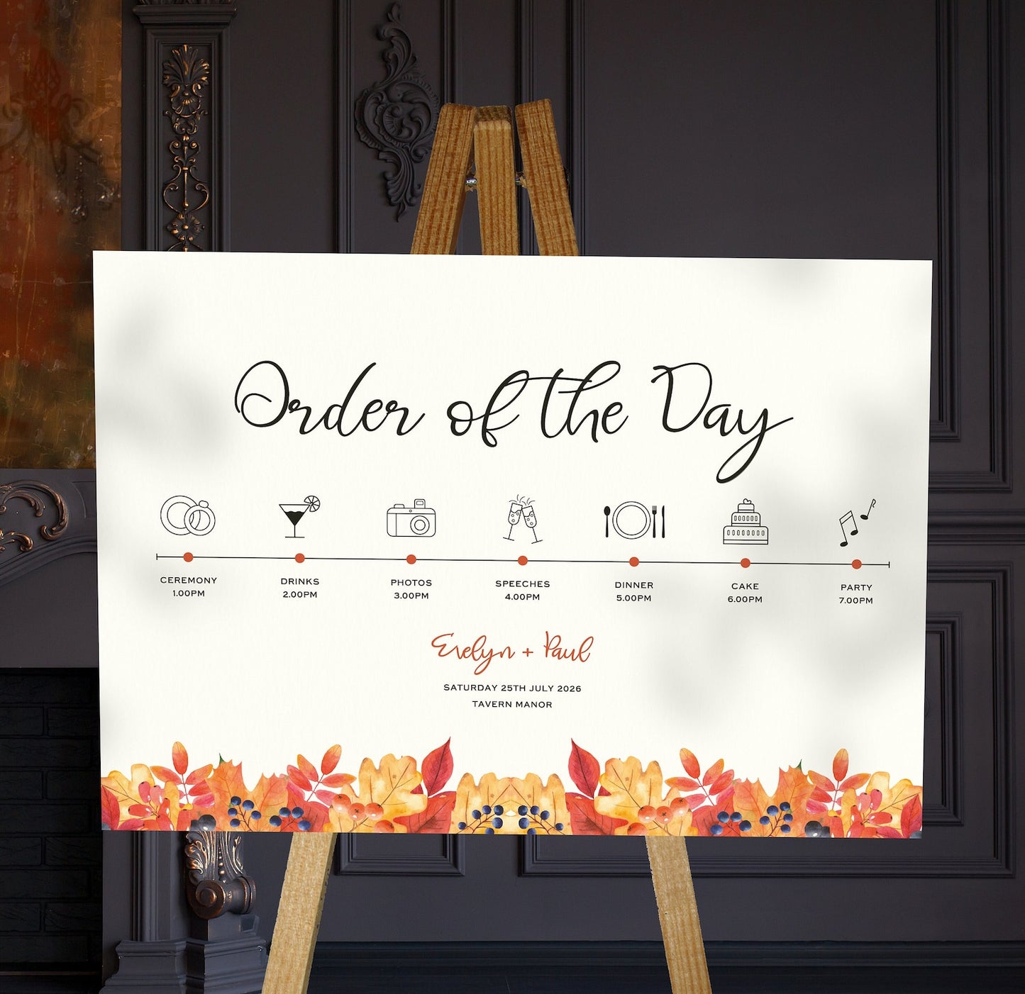 Order Of Events Wedding Sign