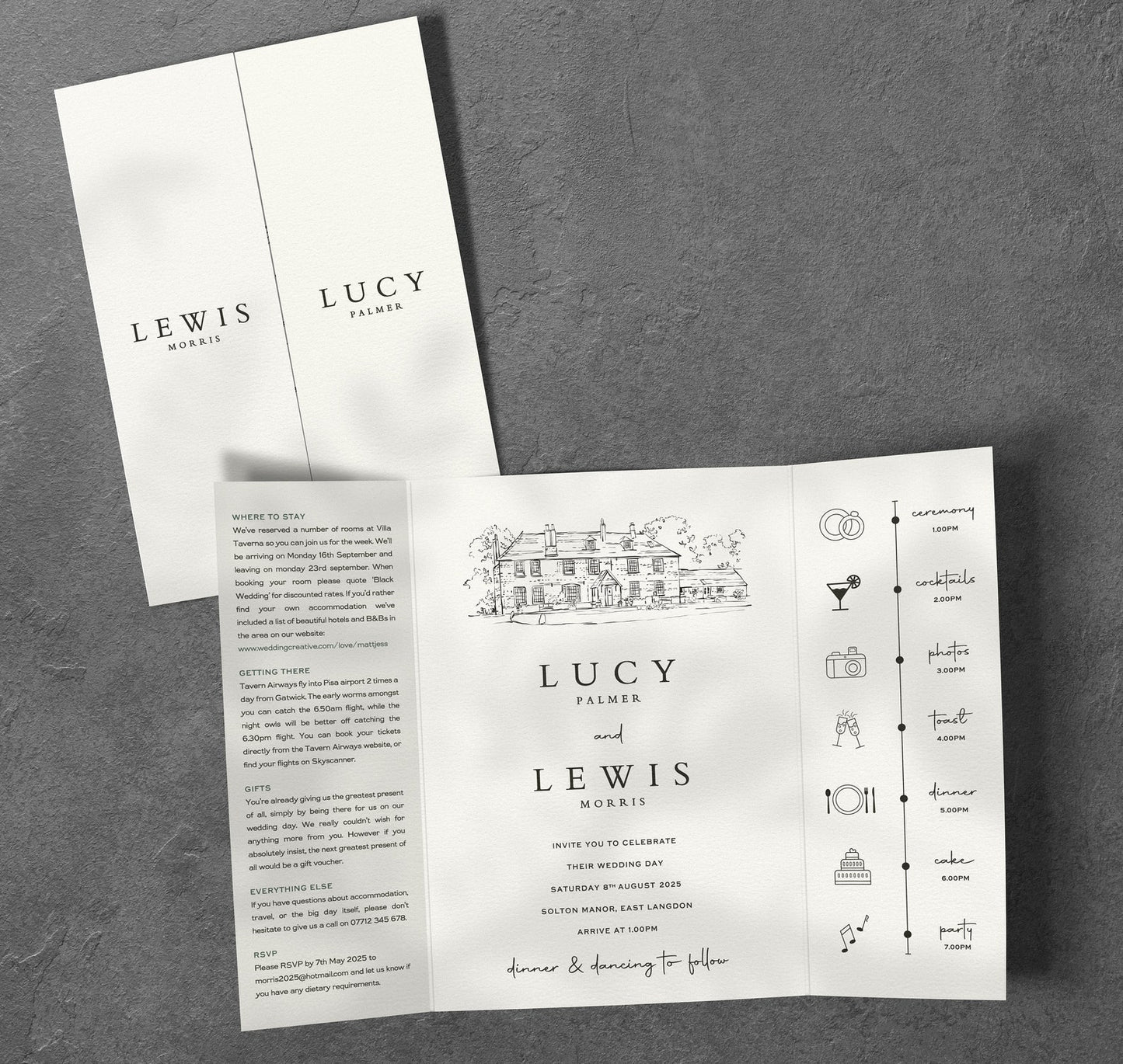 Venue Sketch Wedding Invitations