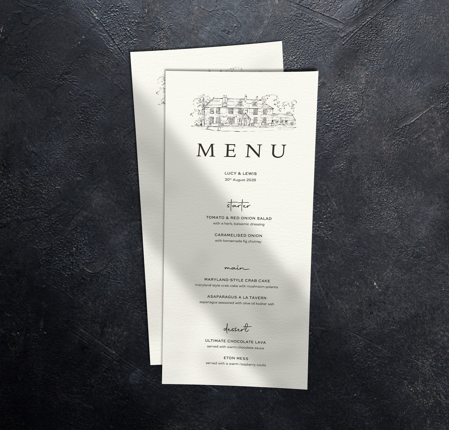 Elegant Wedding Menu