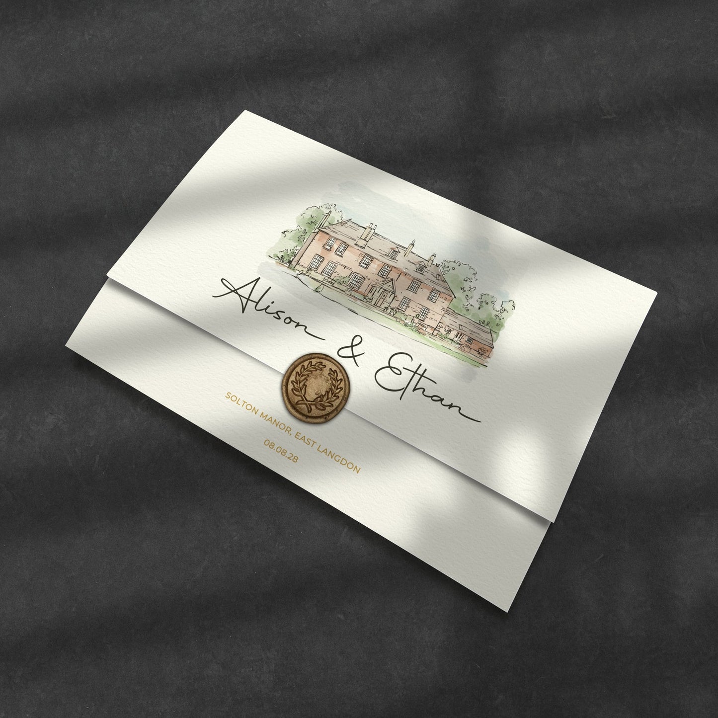 Venue Watercolour Wedding Invitations