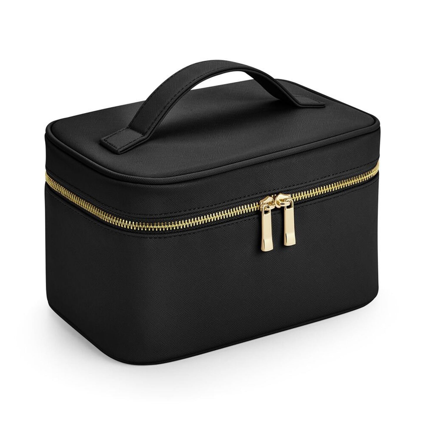 Black Personalised make up bag with monogram initials on soft faux leather