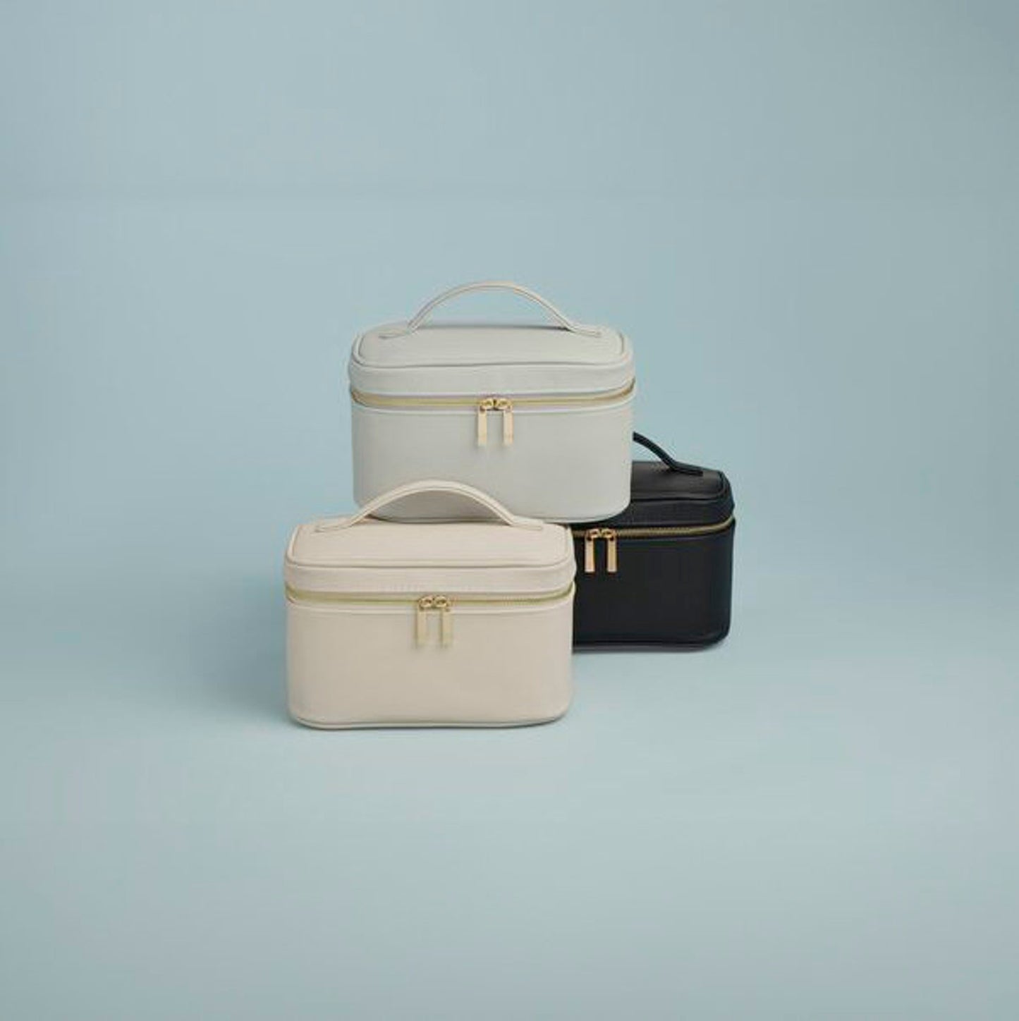 Lifestyle Studio Image Personalised make up bag with monogram initials on soft faux leather