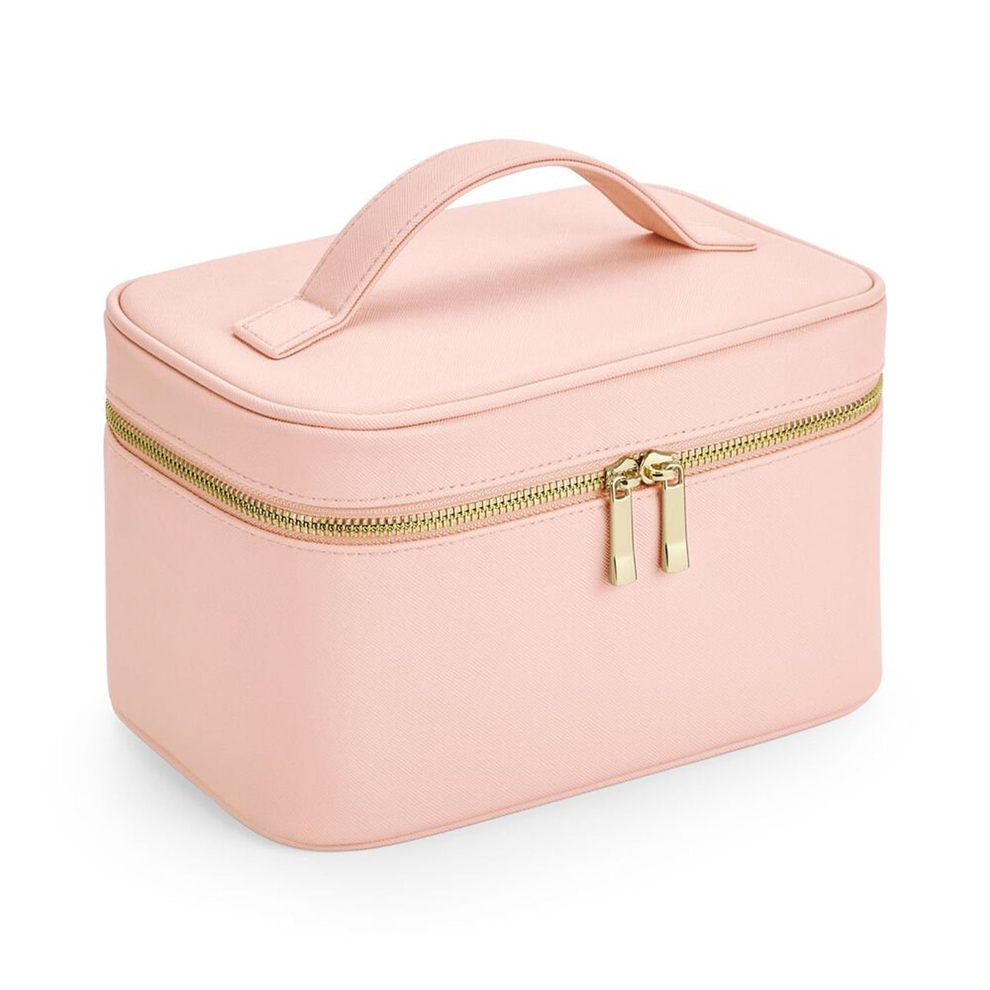 Pink Personalised make up bag with monogram initials on soft faux leather
