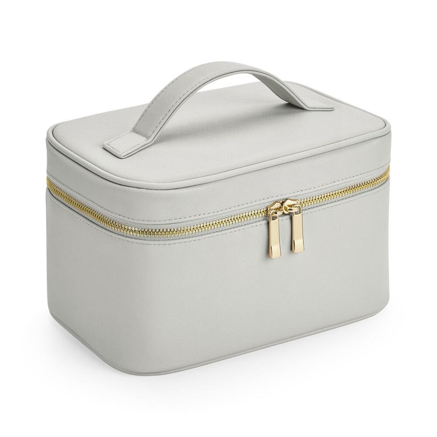 Grey Personalised make up bag with monogram initials on soft faux leather