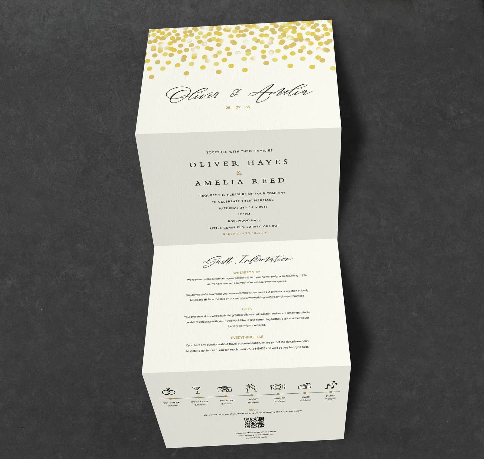 Confetti Concertina — invitation wedding stationery