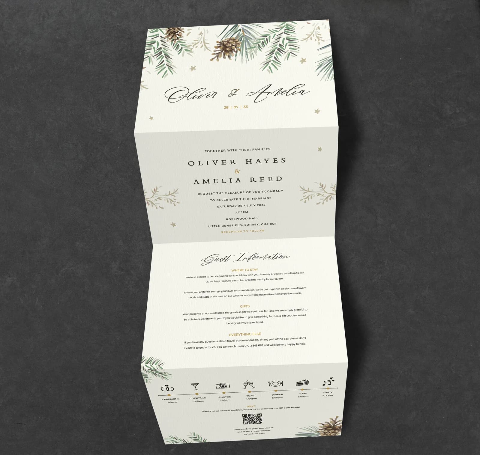 Tis The Season Concertina Invitation — invitation wedding stationery