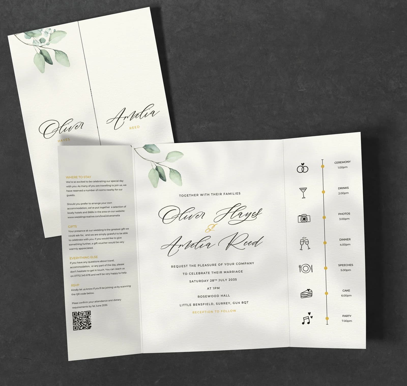 Argyle Apple Gatefold Invitation — invitation wedding stationery