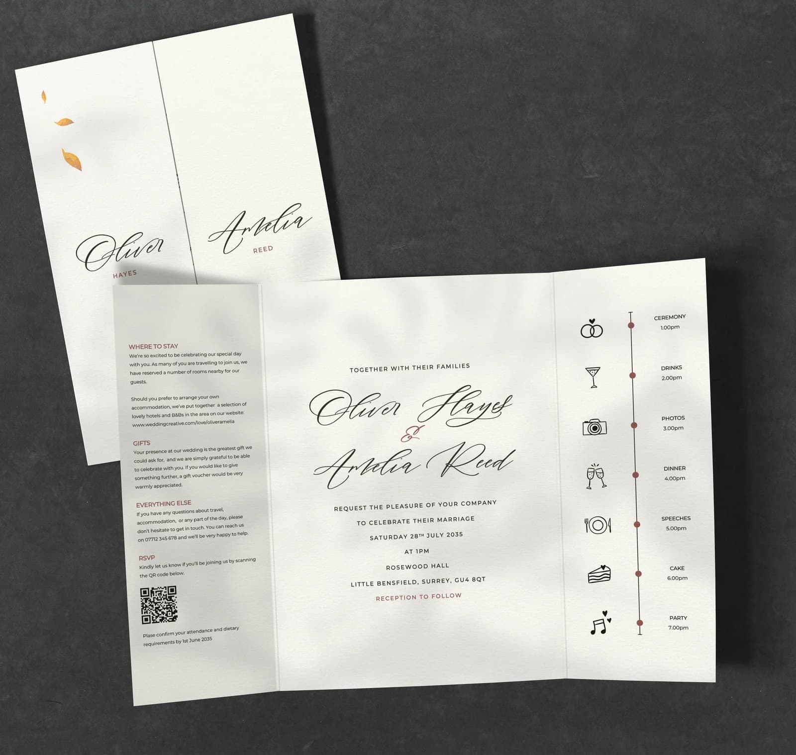 October Gatefold — invitation wedding stationery
