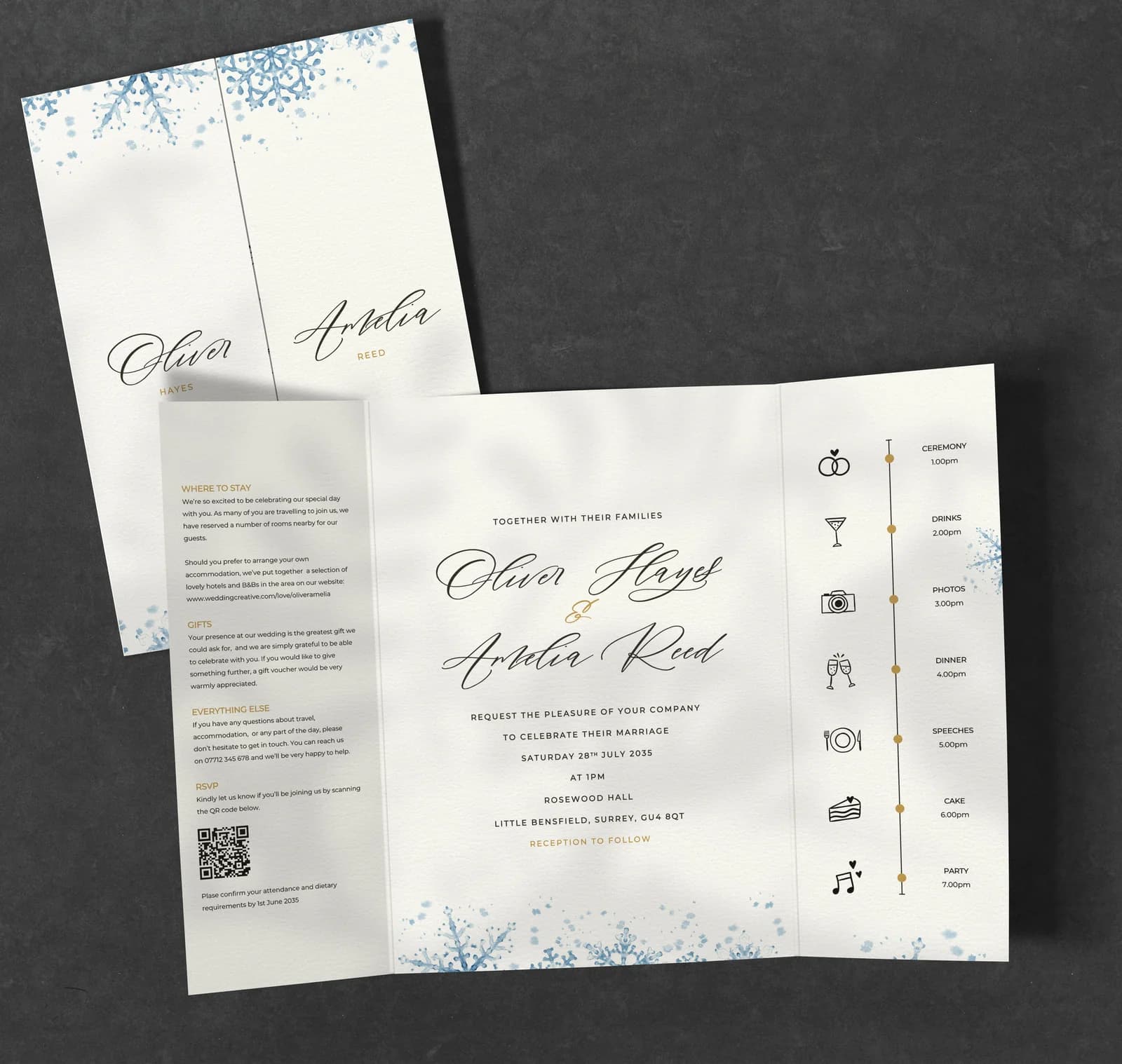 Winter Gatefold — invitation wedding stationery