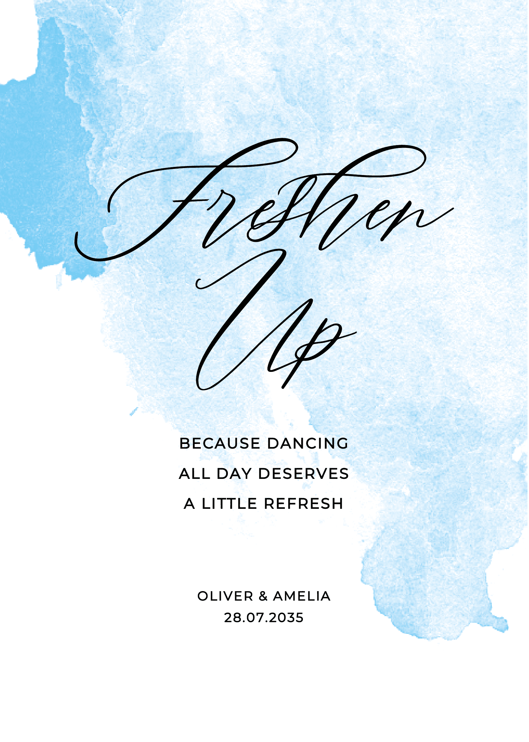 Blue Watercolour Wedding Day Signs — on the day wedding stationery