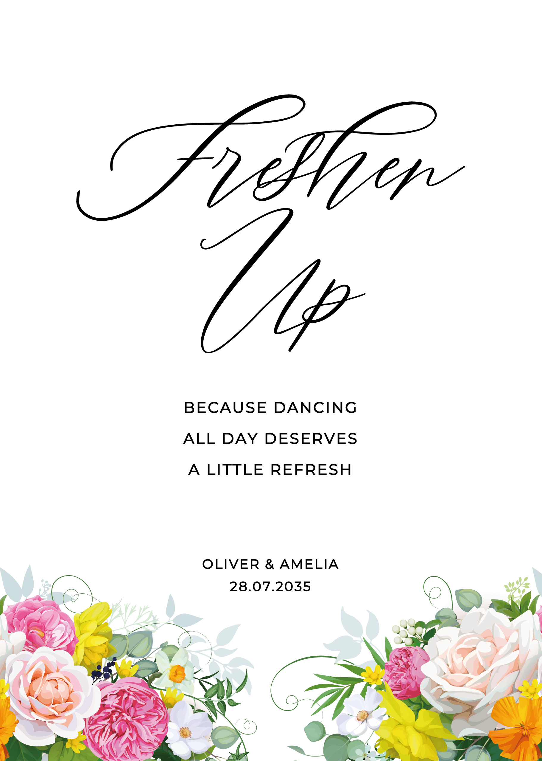 Colourful Bouquet Wedding Day Signs — on the day wedding stationery