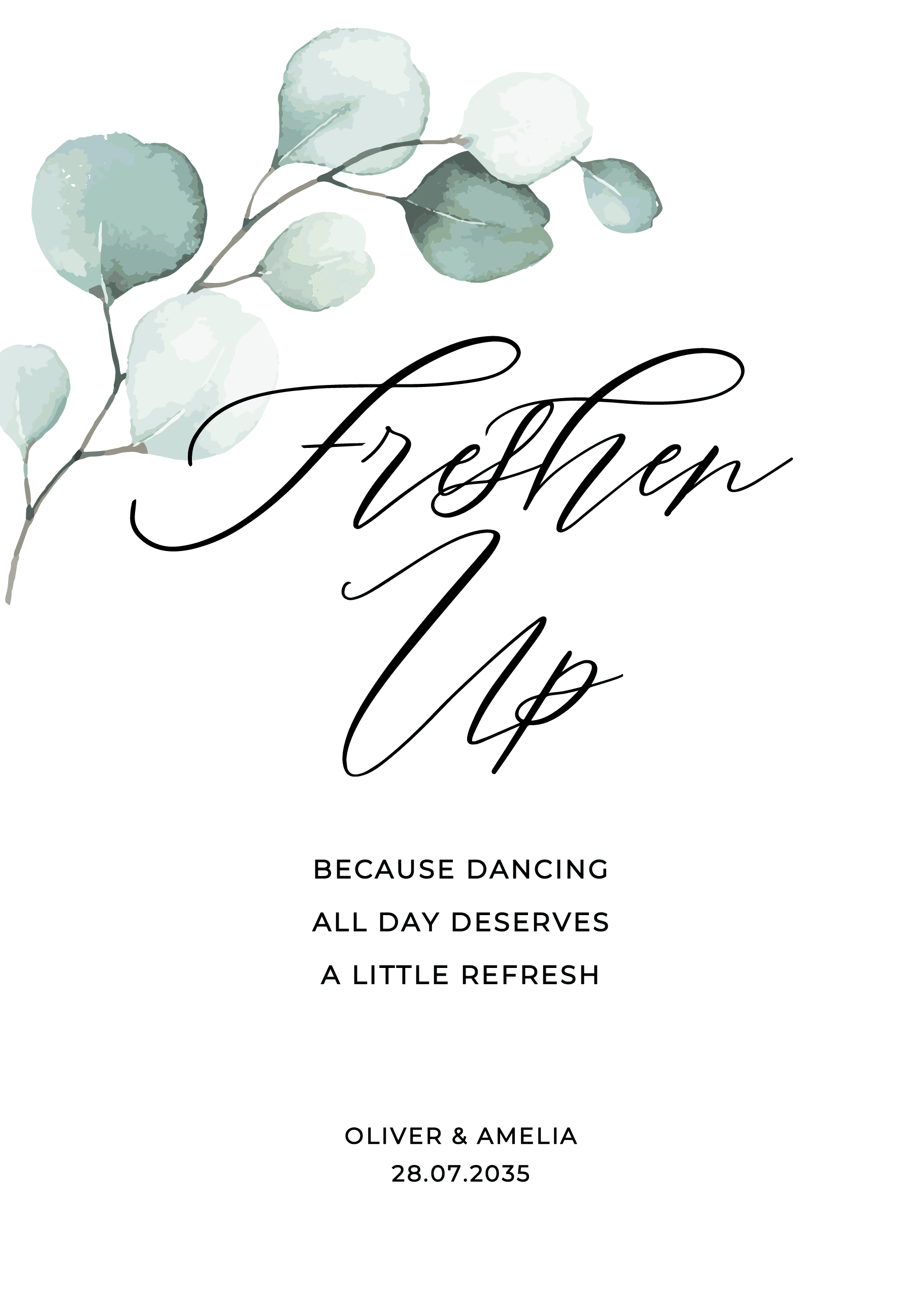 Eucalyptus Wedding Day Signs — on the day wedding stationery