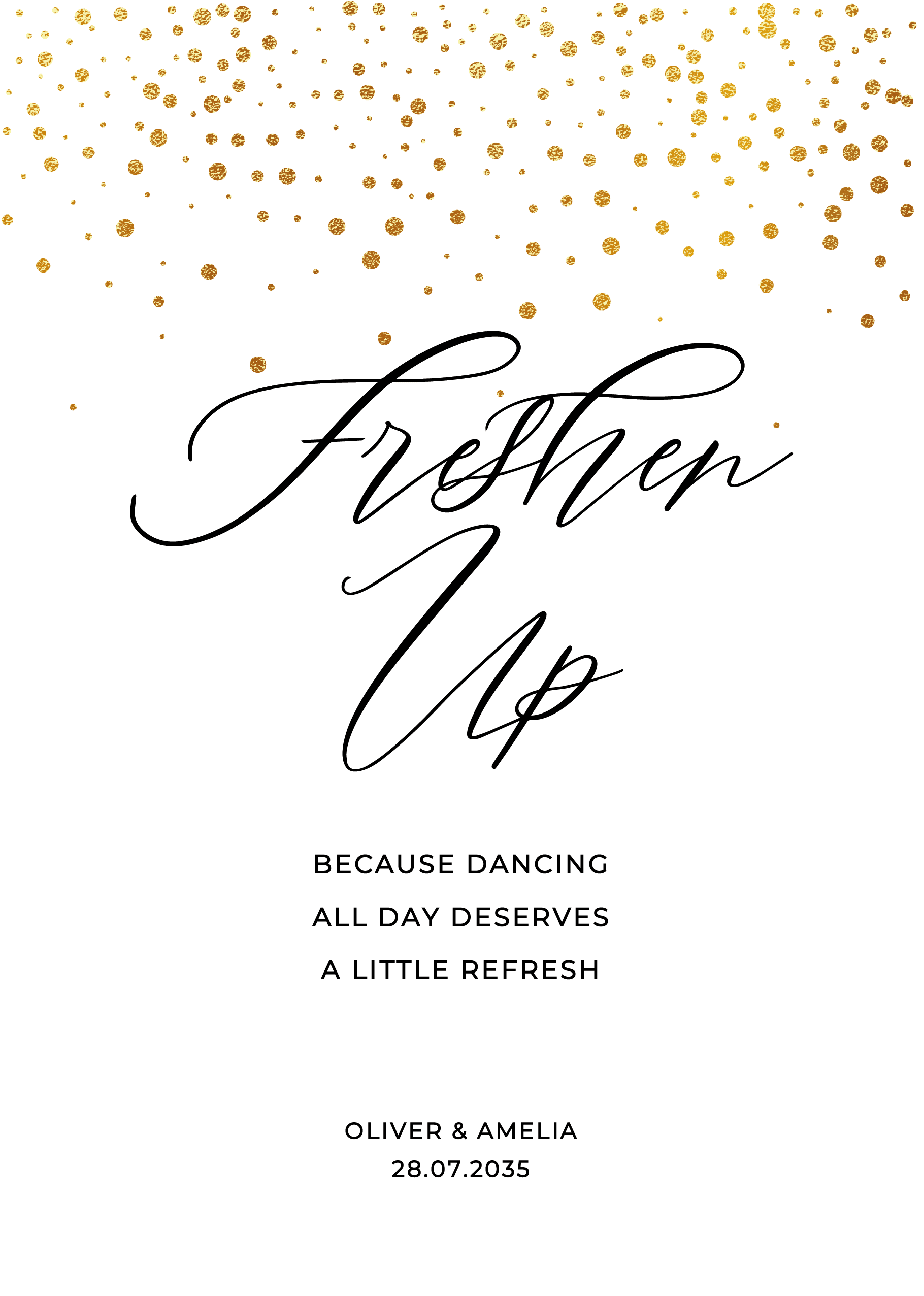 Gold Spots Wedding Day Signs — on the day wedding stationery