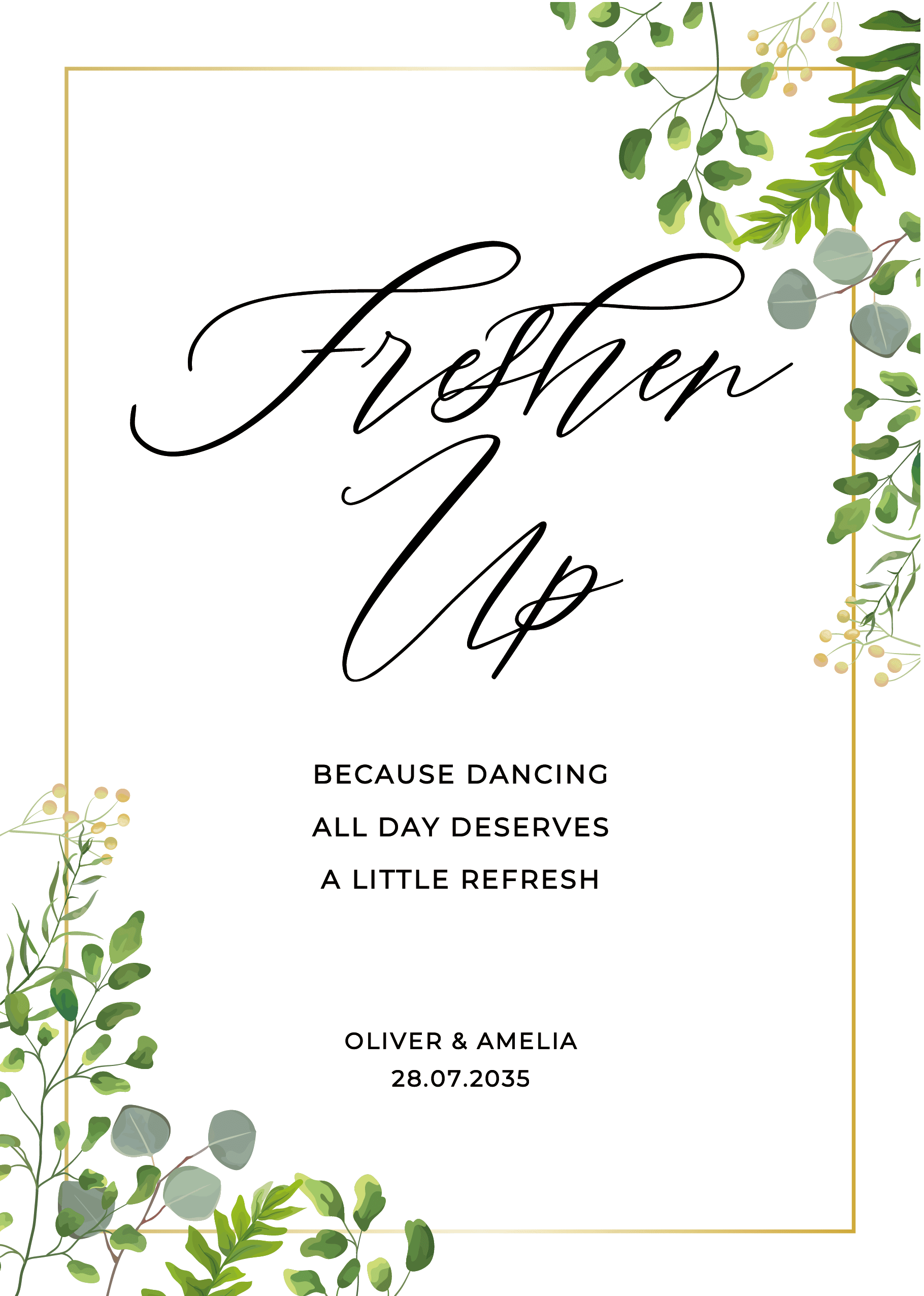 Greenery Eucalyptus Wedding Day Signs — on the day wedding stationery