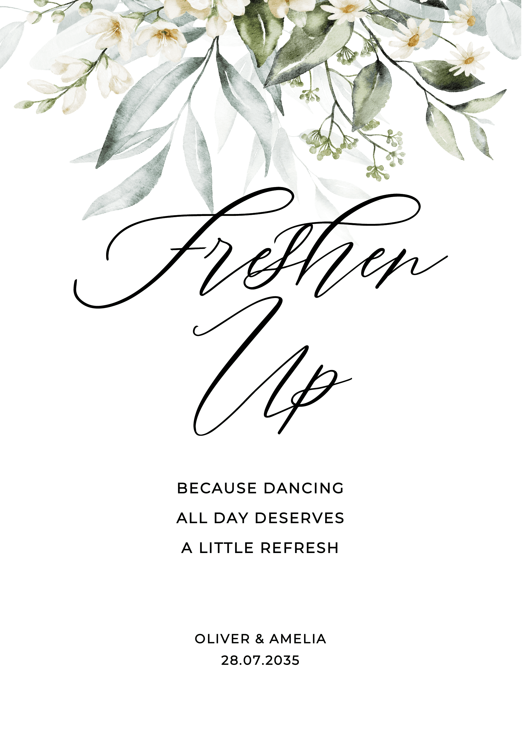 Greenery Leaves Wedding Day Signs — on the day wedding stationery