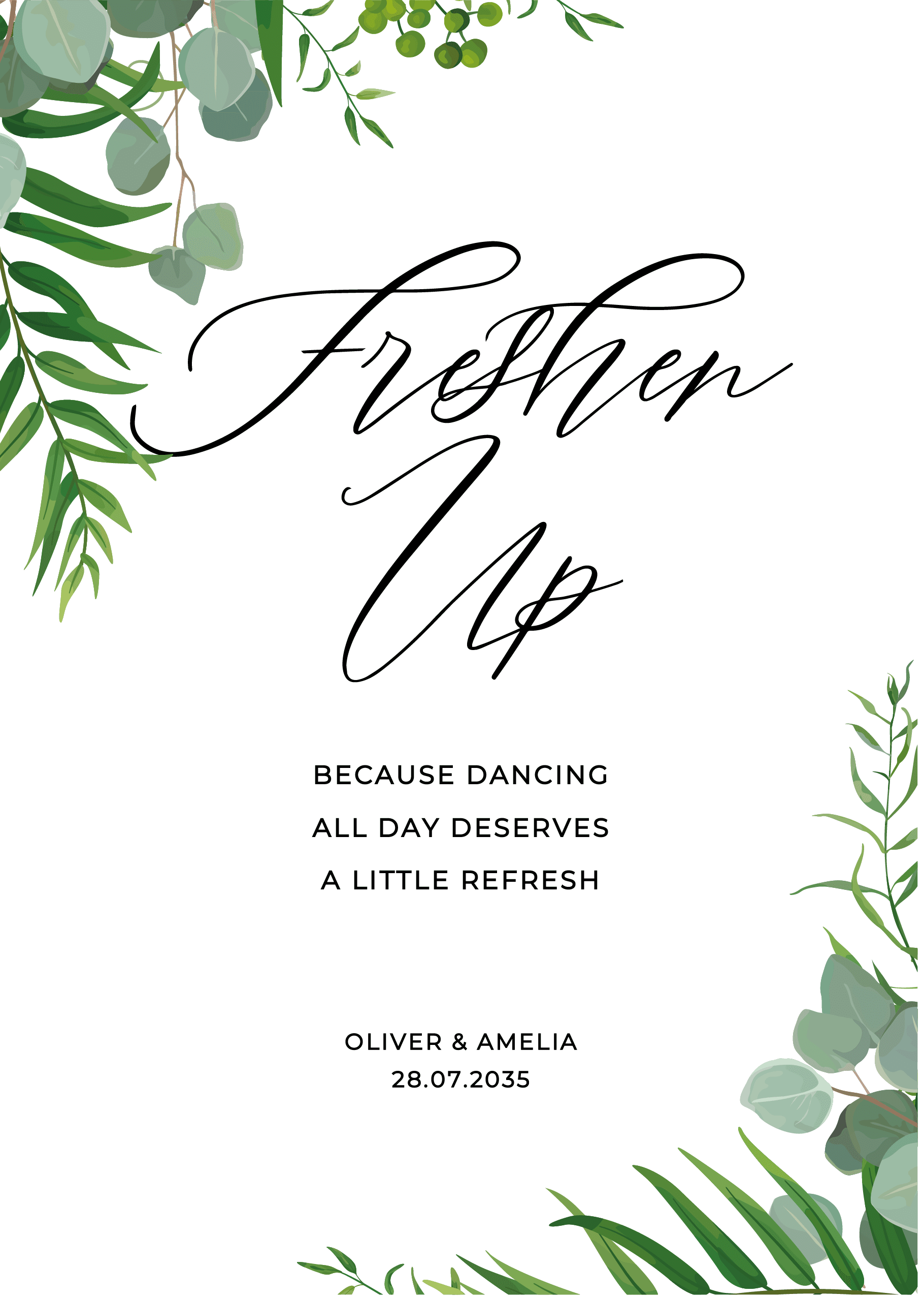 Greenery Wedding Day Signs — on the day wedding stationery